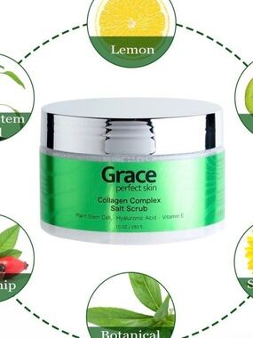 Grace Collagen Complex Salt Scrub - Green and Silver